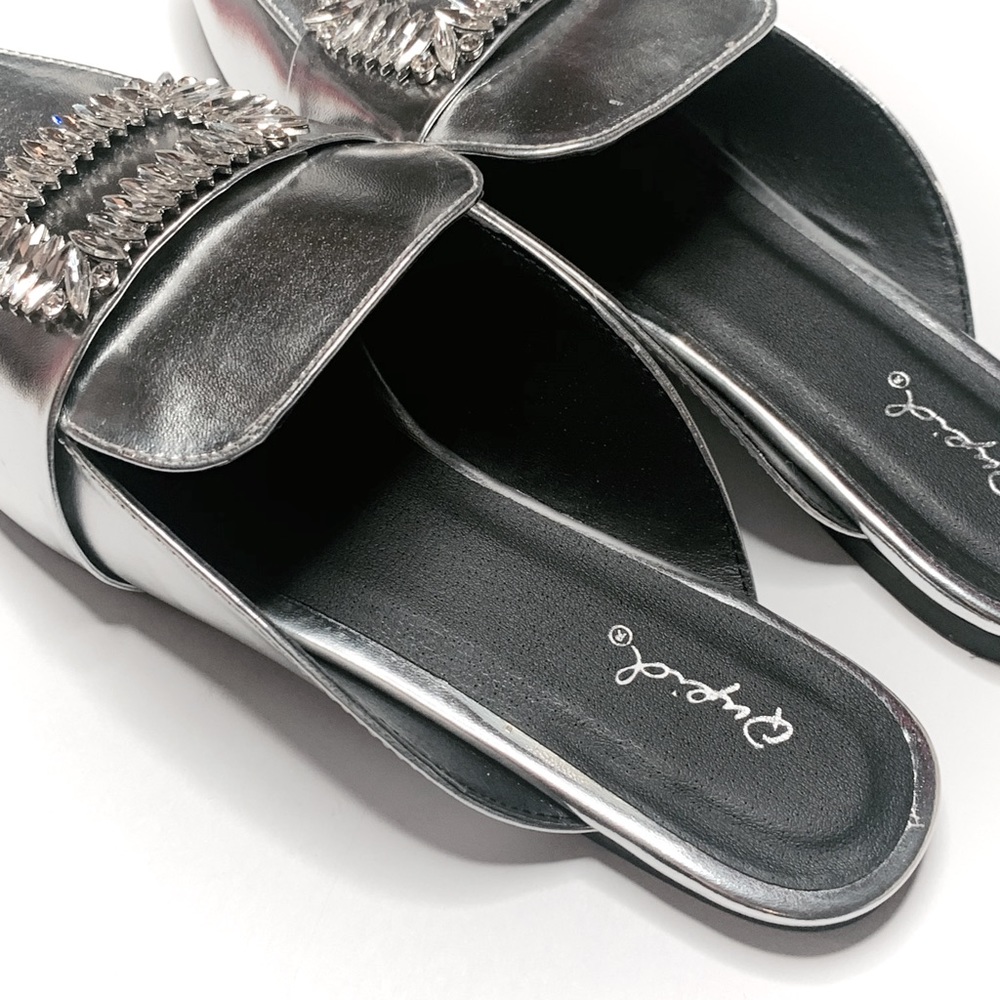 Qupid Women's SWIRL-104 Mule Silver 8.5 US - Picture 3 of 7